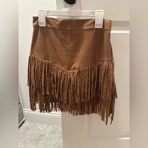 Brown Fringe Altard State Skirt // size small